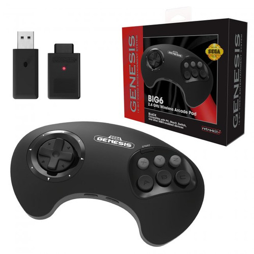 BIG6 Wireless 2.4 GHz 6 button Controller for Sega Genesis - Officially Licensed